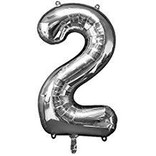 34'' 2 Silver Number Shape Balloon