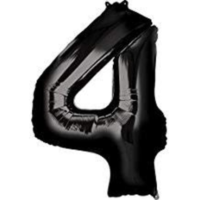 34'' 4 Black Number Shape Balloon