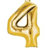 34'' 4 Gold Number Shape Balloon