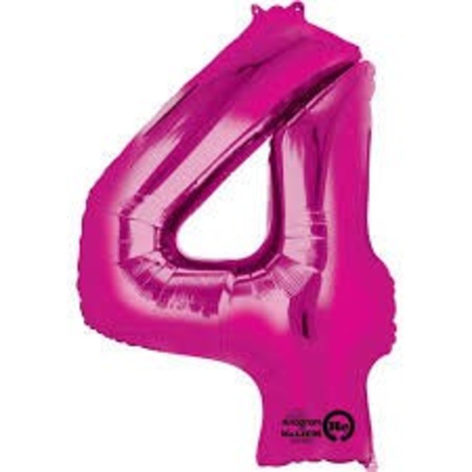 34'' 4 Pink Number Shape Balloon