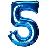 34'' 5 Blue Number Shape Balloon