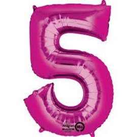 34'' 5 Pink Number Shape Balloon