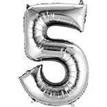 34'' 5 Silver Number Shape Balloon