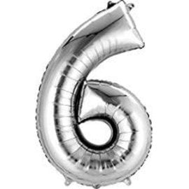 34'' 6 Silver Number Shape Balloon