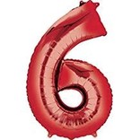 34'' 6 Red Number Shape Balloon