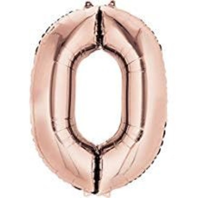34" 0 Rose Gold Number Shape Balloon