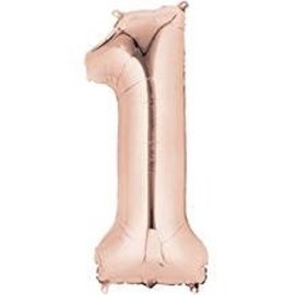 34" 1 Rose Gold Number Shape Balloon