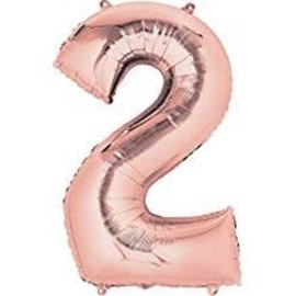 34" 2 Rose Gold Number Shape Balloon