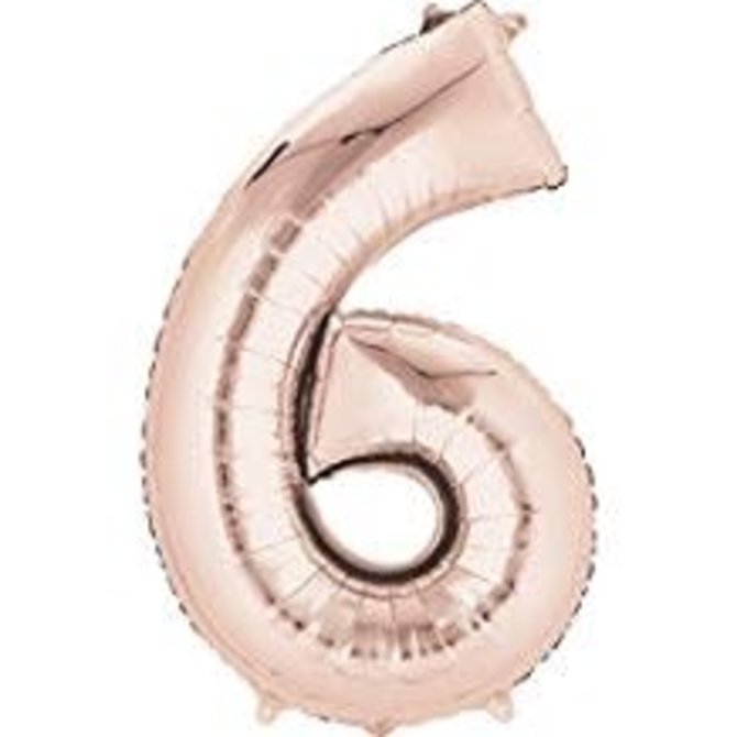 34" 6 Rose Gold Number Shape Balloon