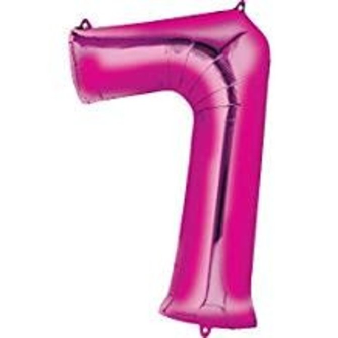 34'' 7 Pink Number Shape Balloon