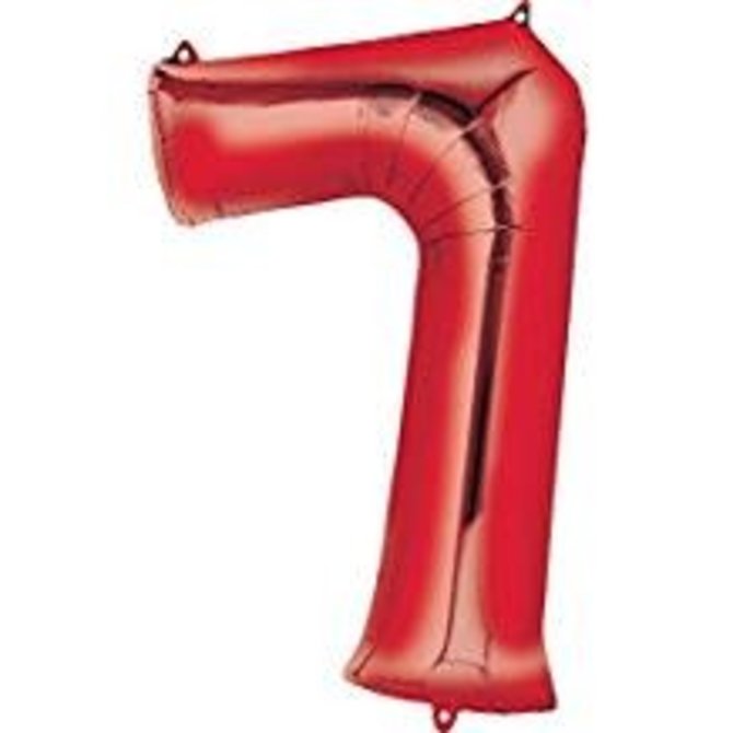 34'' 7 Red Number Shape Balloon