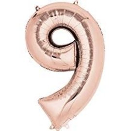 34" 9 Rose Gold Number Shape Balloon