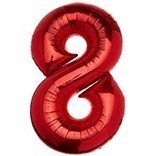 34'' 8 Red Number Shape Balloon