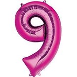 34'' 9 Pink Number Shape Balloon