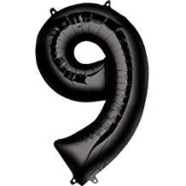 34'' 9 Black Number Shape Balloon