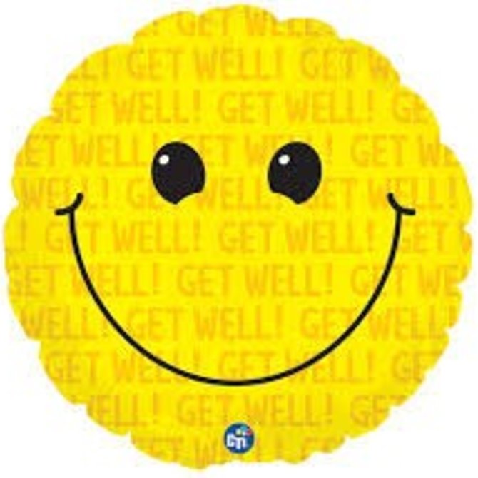 Get Well Smiley Balloon, 18"