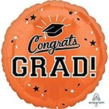 Congrats Grad Circle Balloon- Orange, 18"