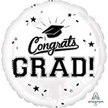 Congrats Grad Circle Balloon- White 18"