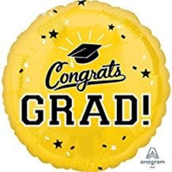 Congrats Grad Circle Balloon- Yellow 18"
