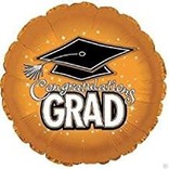 Congratulations Grad Circle Balloon- Orange, 18"