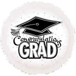 Congratulations Grad Circle Balloon- White, 18"