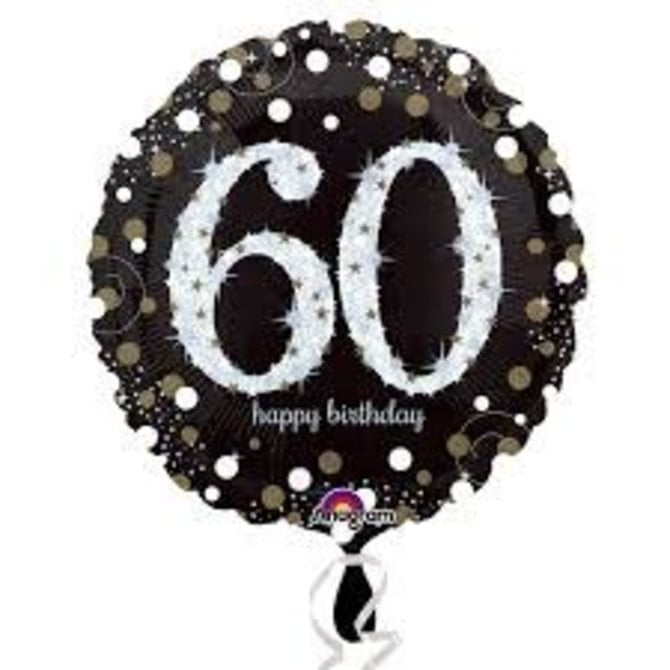 Sparkling 60th Birthday Balloon, 18"
