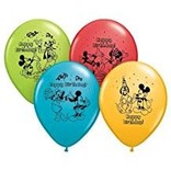 12" Mickey Mouse Happy Birthday Latex Balloons, Multicolored 6ct