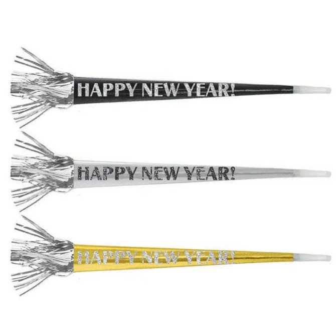 Happy New Year Large Horns 20" - Black, Silver & Gold