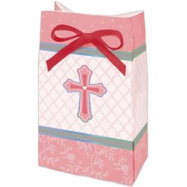 Sweet Christening Pink Paper Favor Bags w/Ribbon 12ct   6" x 3 7/8"