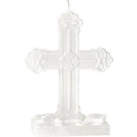 White Cross Flat Molded Candle