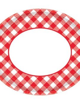 Picnic Gingham Oval Plates, 12" -18ct