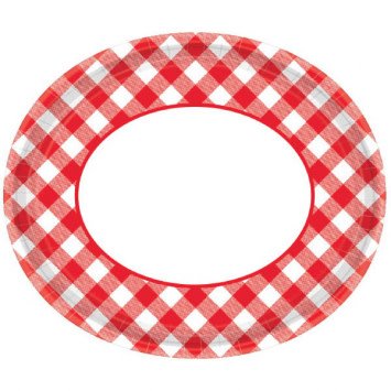 Picnic Gingham Oval Plates, 12" -18ct