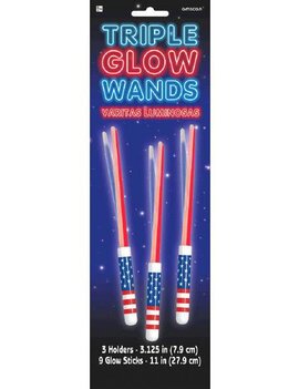 Patriotic Triple Glow Stick Wands