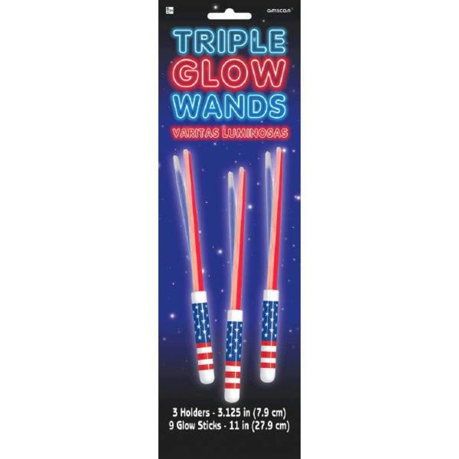 Patriotic Triple Glow Stick Wands
