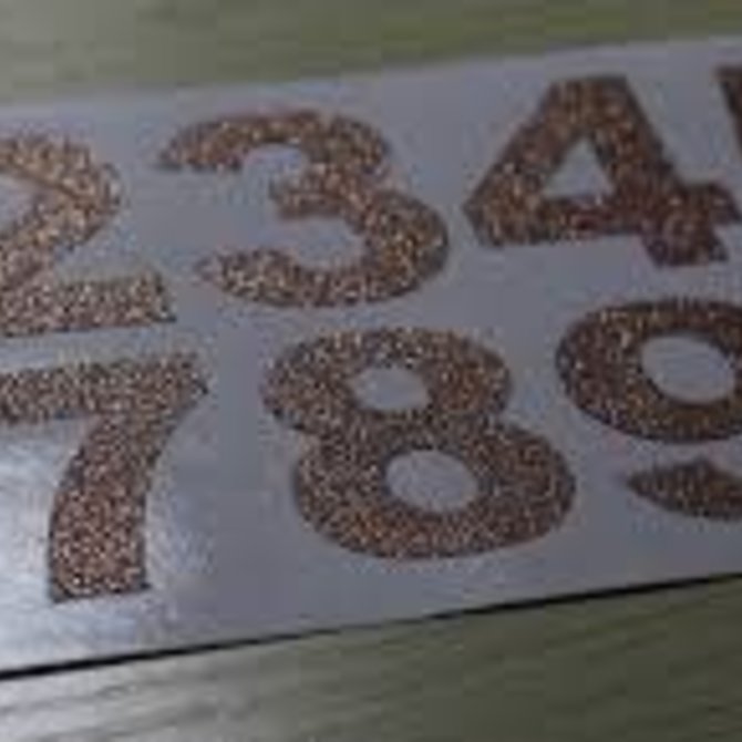 Rose Gold Diamond Number Sticker Sheet 30ct.