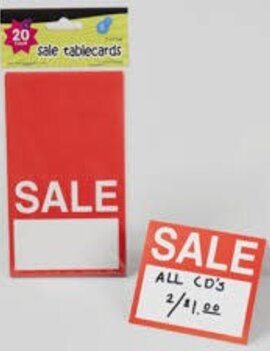Sale Table Cards, 4"x 3.5" Folded, 20ct