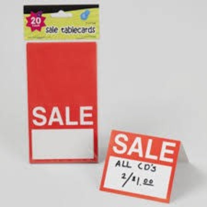 Sale Table Cards, 4"x 3.5" Folded, 20ct