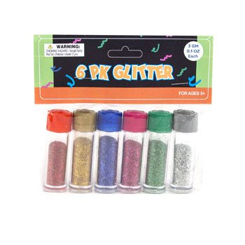 Glitter 6PK Mini Tubes Asst Color, 0.1oz each