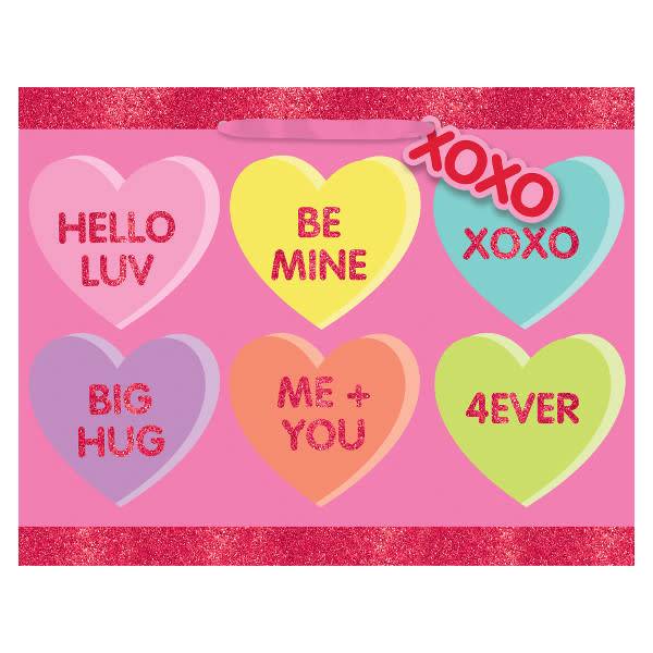 Candy Heart Horizontal Medium Gift Bag              7"H x 9"W x 4"D     Glitter