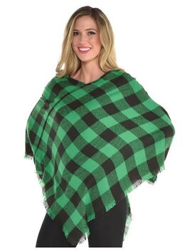 St. Patrick's Day Plaid Poncho - Green