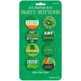 St. Patrick's Day Party Buttons 8ct