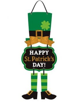 St. Patrick's Day Leprechaun Triple 19" x 8 1/2" MDF With Glitter