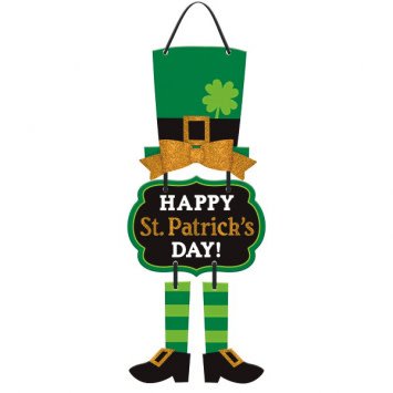 St. Patrick's Day Leprechaun Triple 19" x 8 1/2" MDF With Glitter
