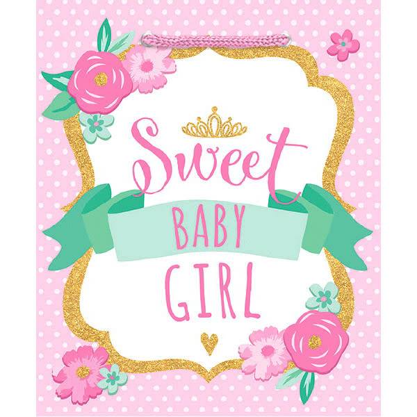Sweet Baby Girl - Medium Gift Bag                 9 1/2"H x 8"W x 4 1/2"D