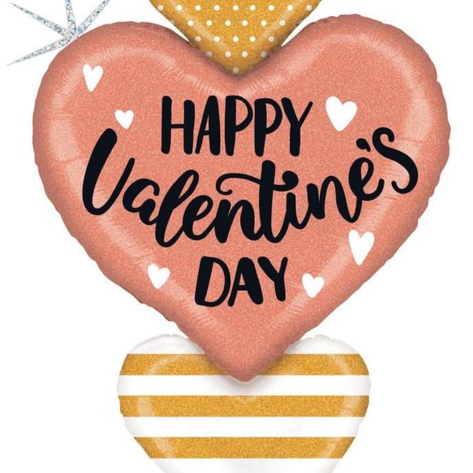 Download Rose Gold Valentine Heart Trio 38" - POP! Party Supply