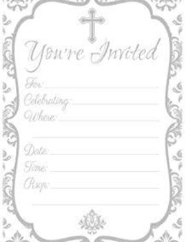 First Communion Invitations- Gray, 20ct