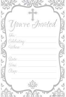 First Communion Invitations- Gray, 20ct