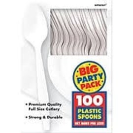 Big Party Pack Frosty White Plastic Spoons 100ct