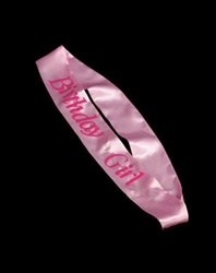 Pink Satin Birthday Girl  Sash