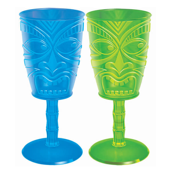 Tiki Face Wine Glasses, 14oz